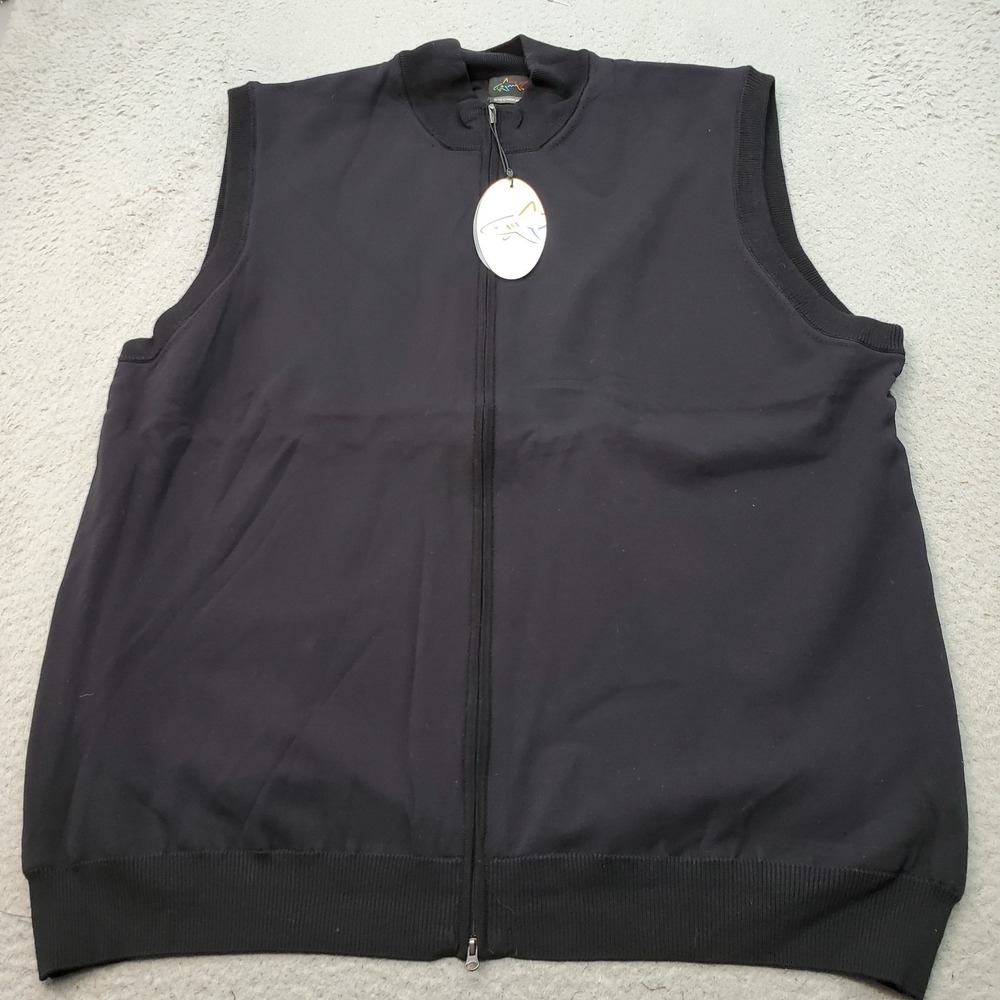 Greg Norman Golf Full Zip Vest Men XXL Black Lined Performance Stretch Quick Dry